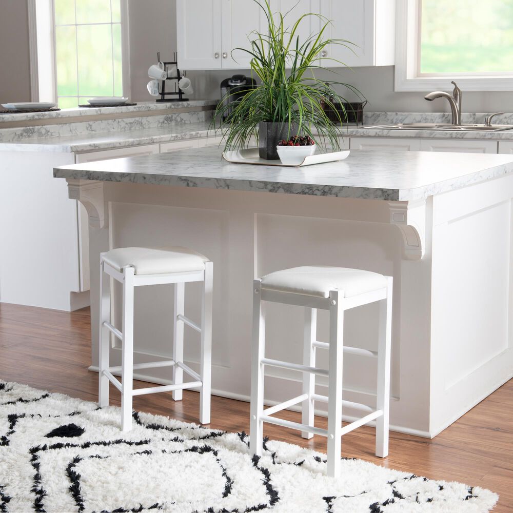 Linon Home Decor Lancer Tavern 3-Piece Counter Set with Faux Marble Top in Crisp White, , large