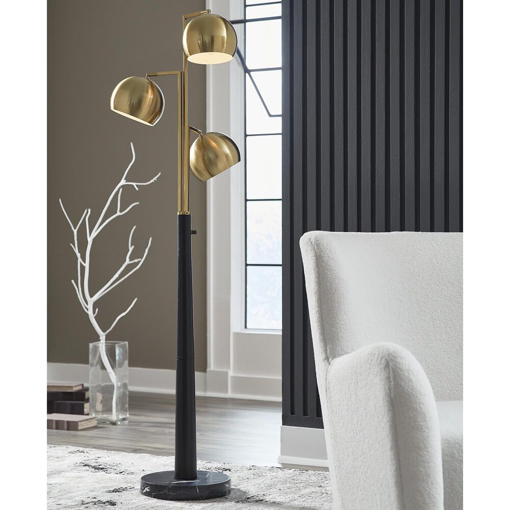 Ashley Sorcha Metal Floor Lamp in Gold and Black, , large