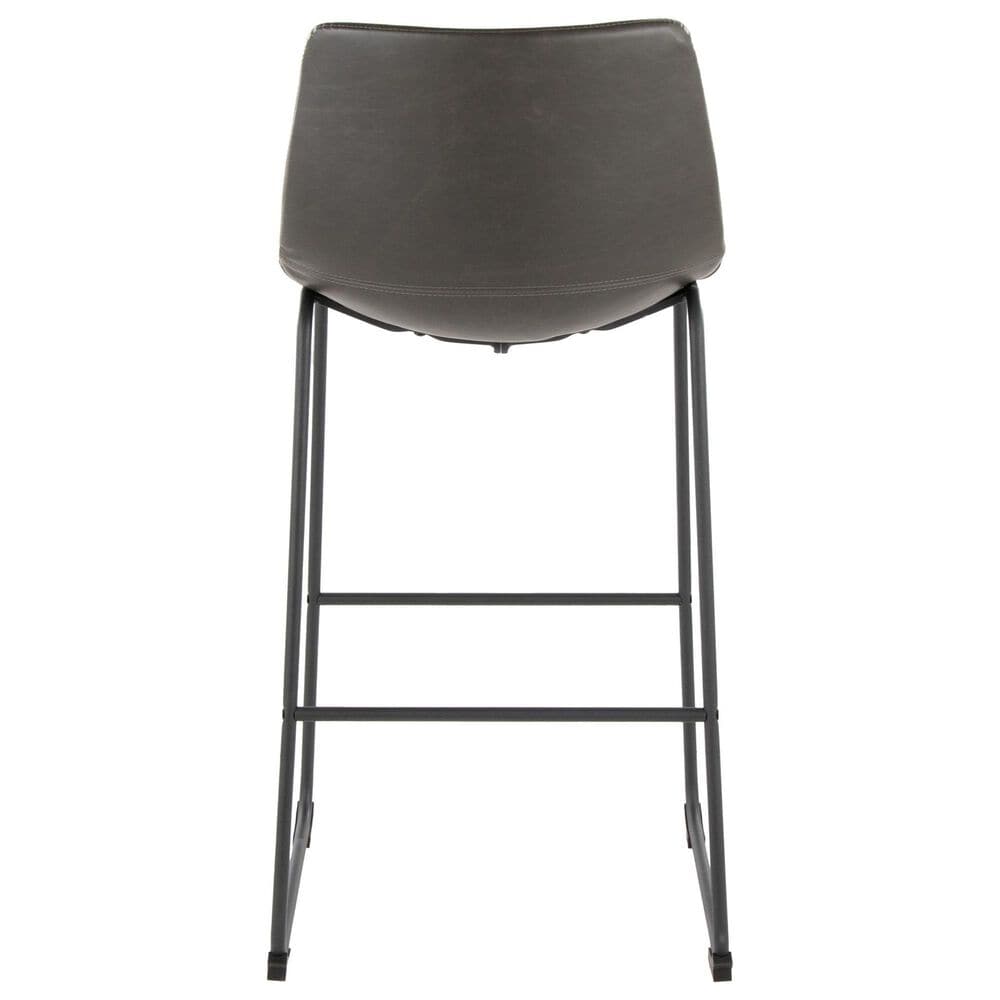 Lumisource Duke Fixed-Height Barstool with Grey Cushion in Black, , large