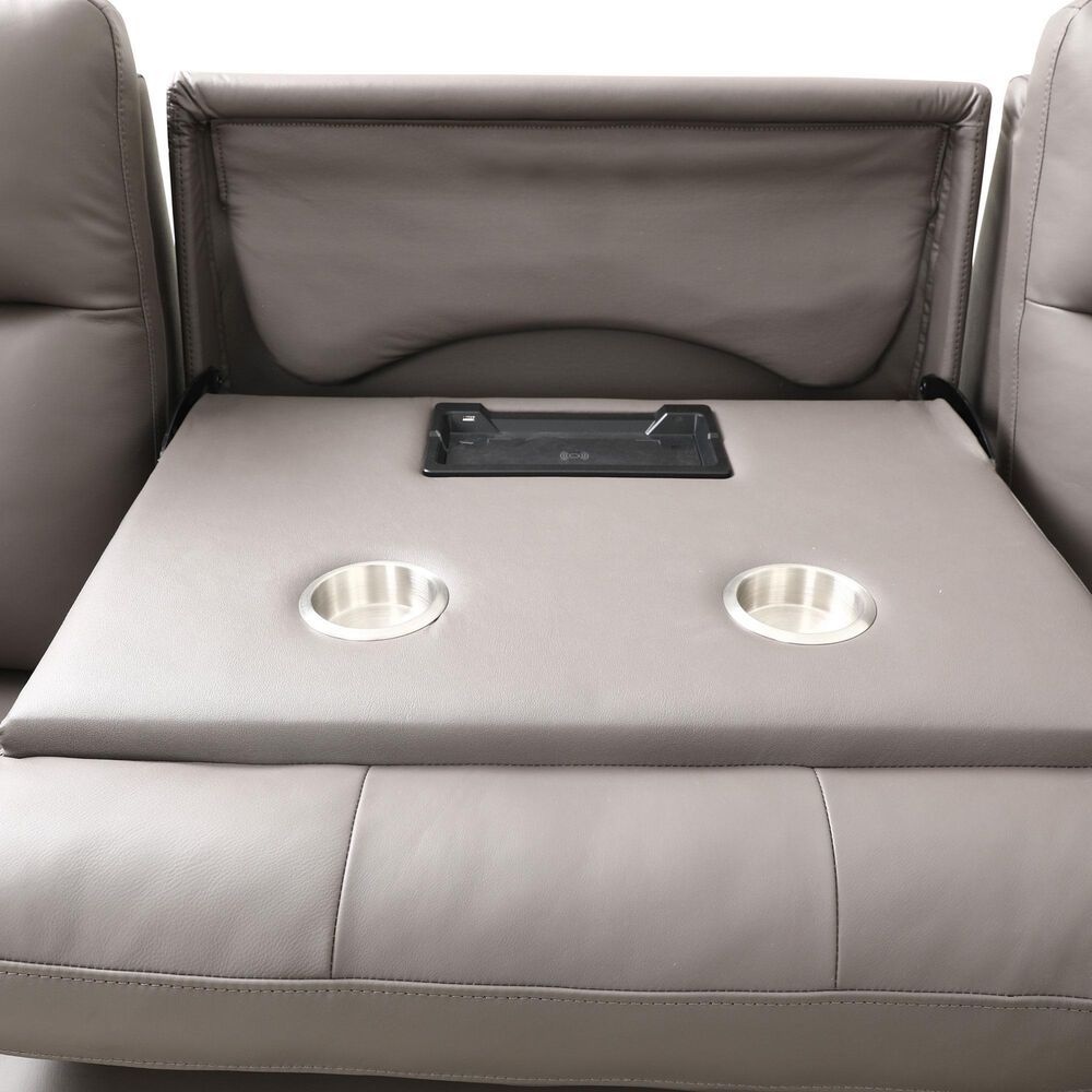 Oxford Furniture 6-Piece Leather Power Reclining Sectional in Gray, , large
