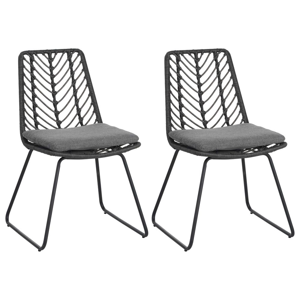 Hearth and Haven Deja Patio Chair with Gray Cushion in Gray (Set of 2), , large