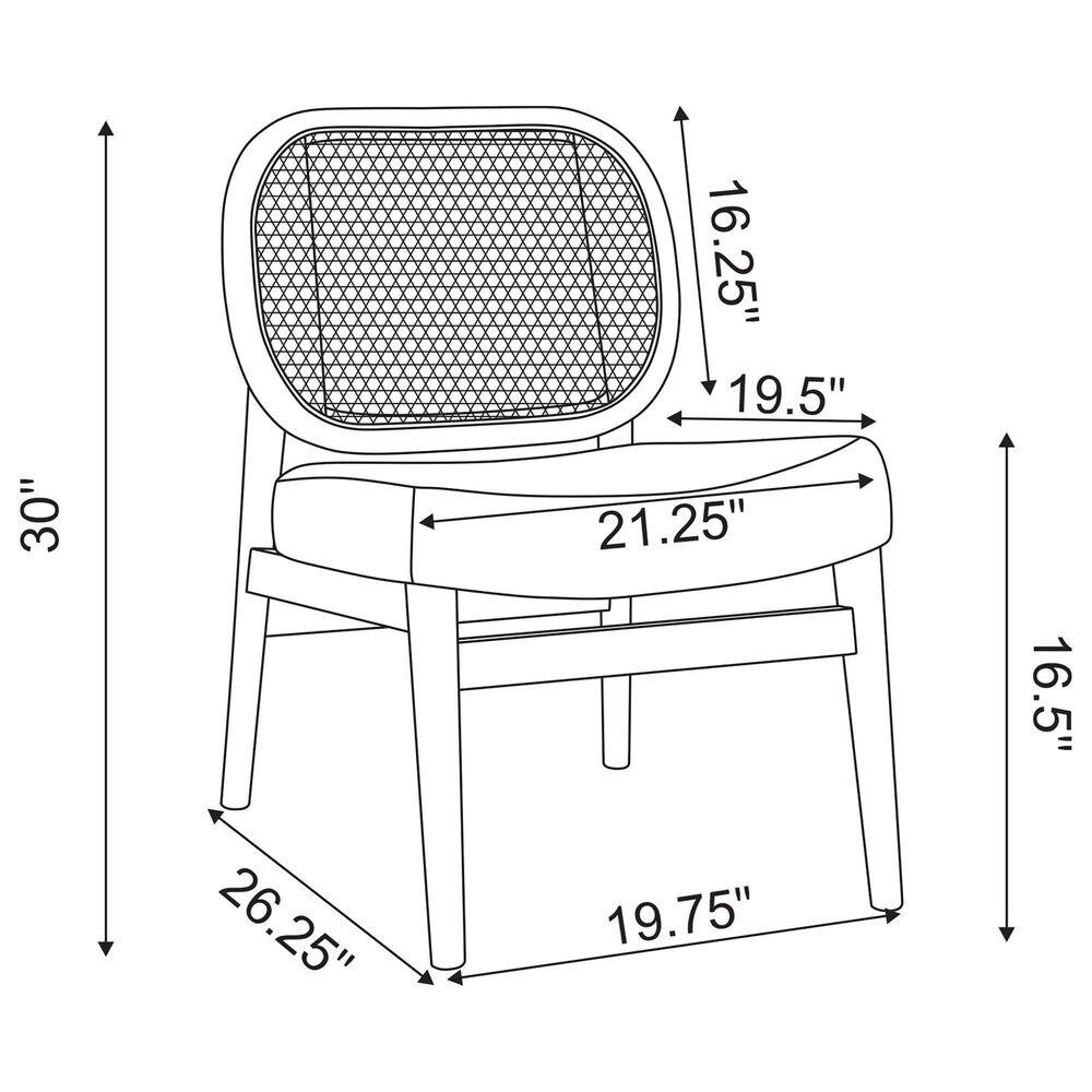Coaster Rayo Accent Armless Chair with Rattan Cane Back in Camel, , large