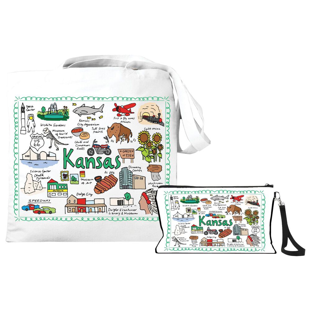 1 Brilliant Gift Wanderer Kansas Tote Bag in White, , large
