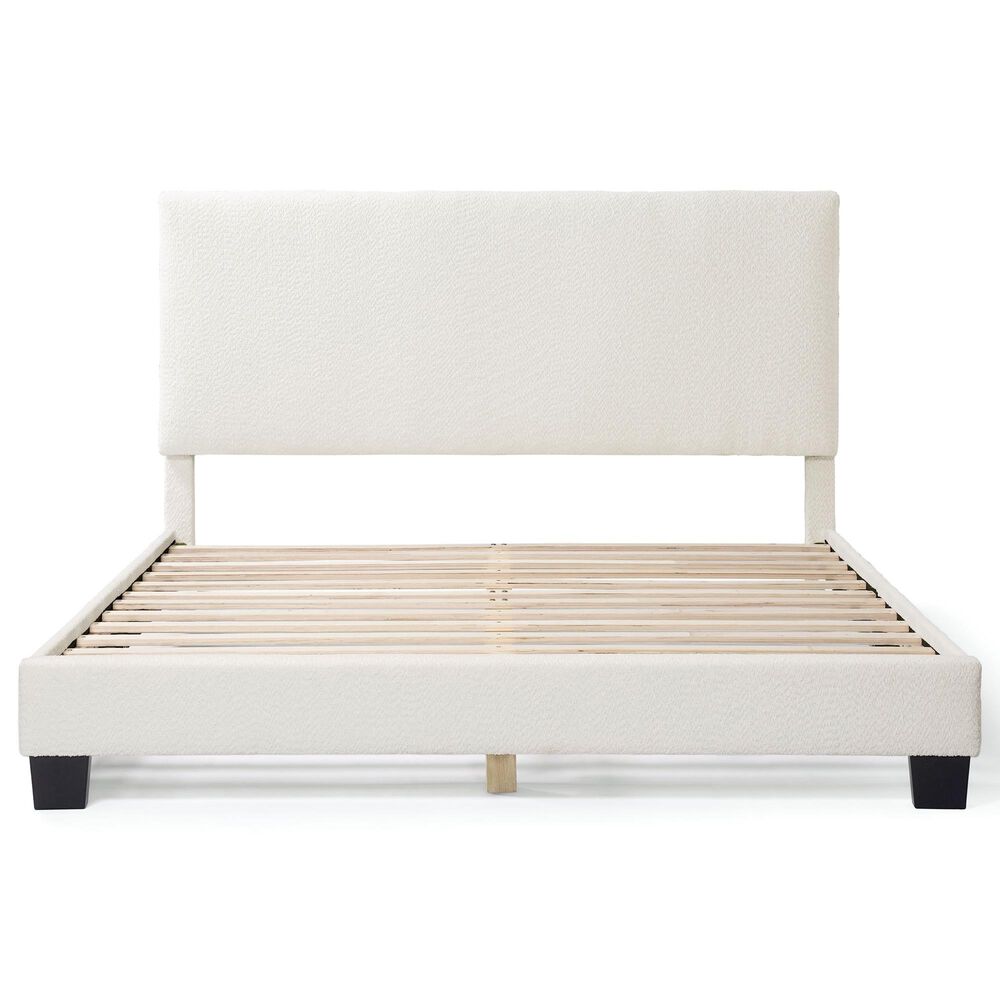 Furniture of America Gail Queen Upholstered Platform Bed with Standard Headboard in White, , large
