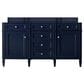 James Martin Vanities Brittany 60" Double Bathroom Vanity in Victory Blue with Single Hole 3 cm White Zeus Quartz Top and Rectangular Sinks, , large