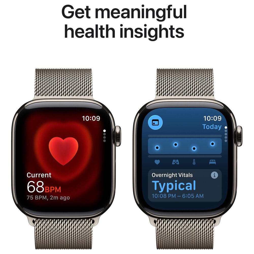 Apple Watch Series 11 (GPS+Cellular) 42mm Titanium Case with Milanese Loop in Natural and 2-Year AppleCare+, , large