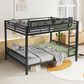 Hearth and Haven Queen over Queen Bunk Bed with Ladder and Storage Shelf in Black, , large