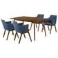 Blue River Westmont and Renzo 5-Piece Dining Set with Blue Cushion in Walnut, , large