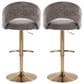 LumiSource Renee Adjustable Swivel Bar Stool with Dark Grey Fabric Upholstery in Gold (Set of 2), , large