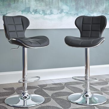 CorLiving Adjustable Bar Stool in Black (Set of 2), , large