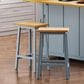 HOMLUX 25.6" Counter Stool in Light Brown and Grey Blue (Set of 2), , large