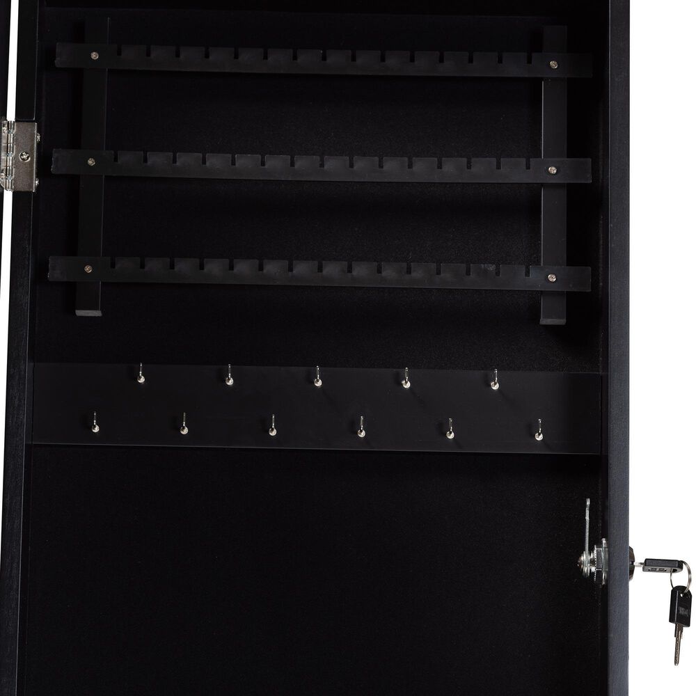 Baxton Studio Richelle Jewelry Armoire with Mirror in Black NFM