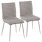 Lumisource Mason Contemporary Dining/accent Chair with Swivel in Stainless Steel, Walnut Wood, and Grey Fabric - Set of 2, , large