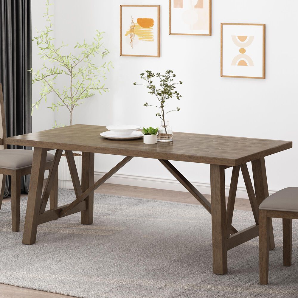 Hearth and Haven Dining Table in Antique Brown - Table Only, , large