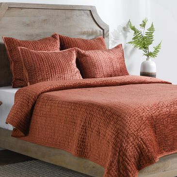 Classic Home Bari Velvet Queen Quilt Set in Terra Cotta, , large