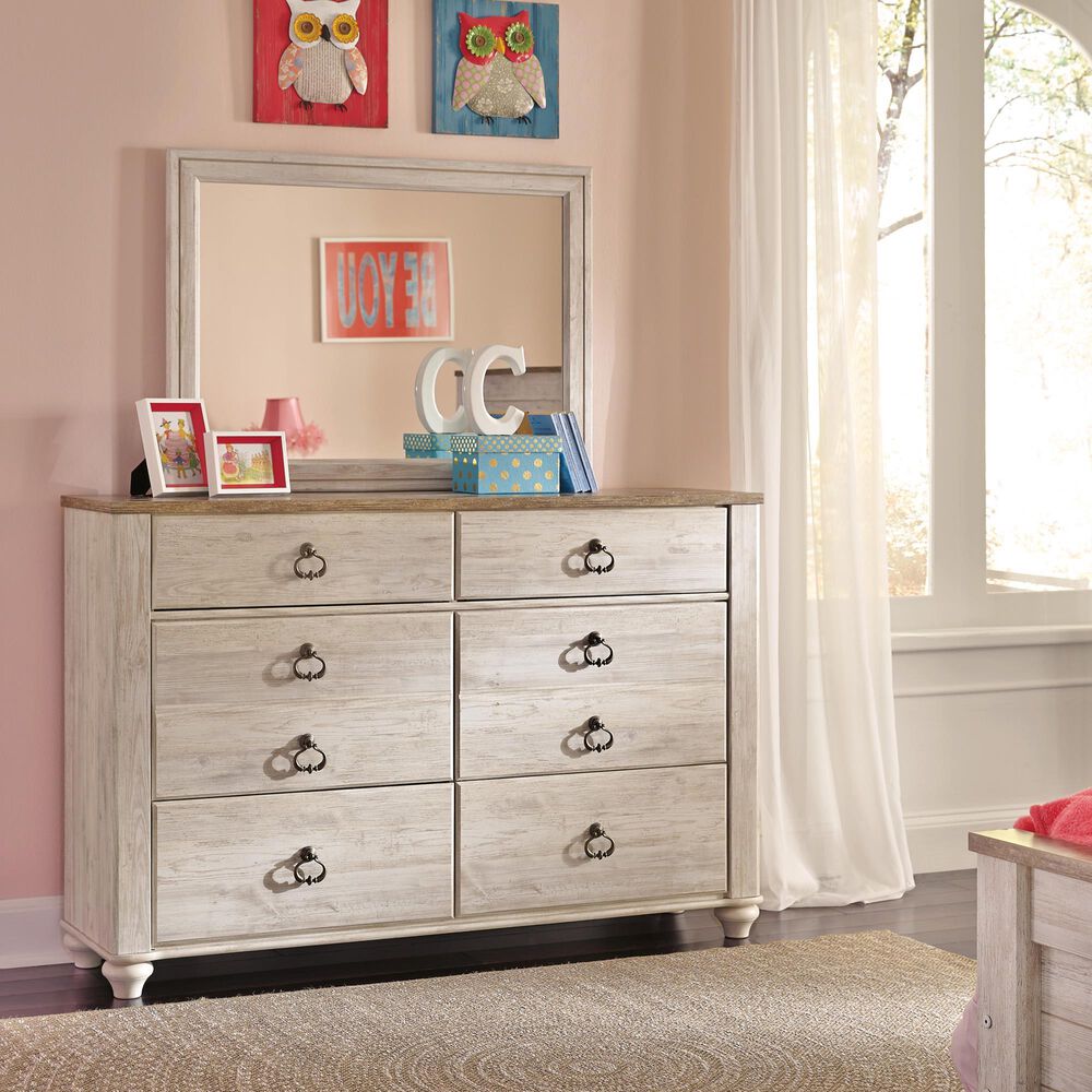 Signature Design by Ashley Willowton 4 Piece Full Storage Bed Set in Whitewash, , large