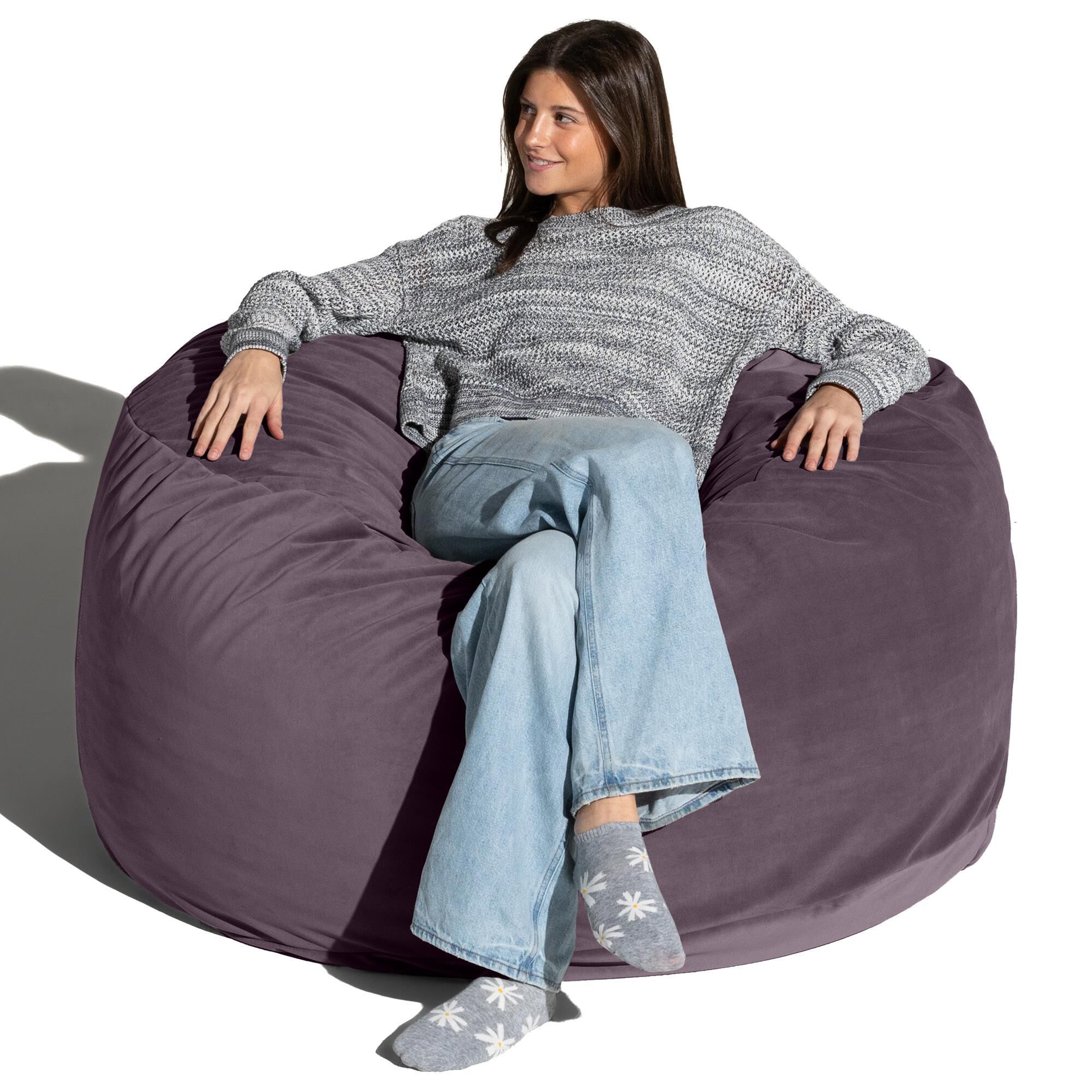 Jaxx Saxx 4' Large Round Bean Bag Chair in Purple