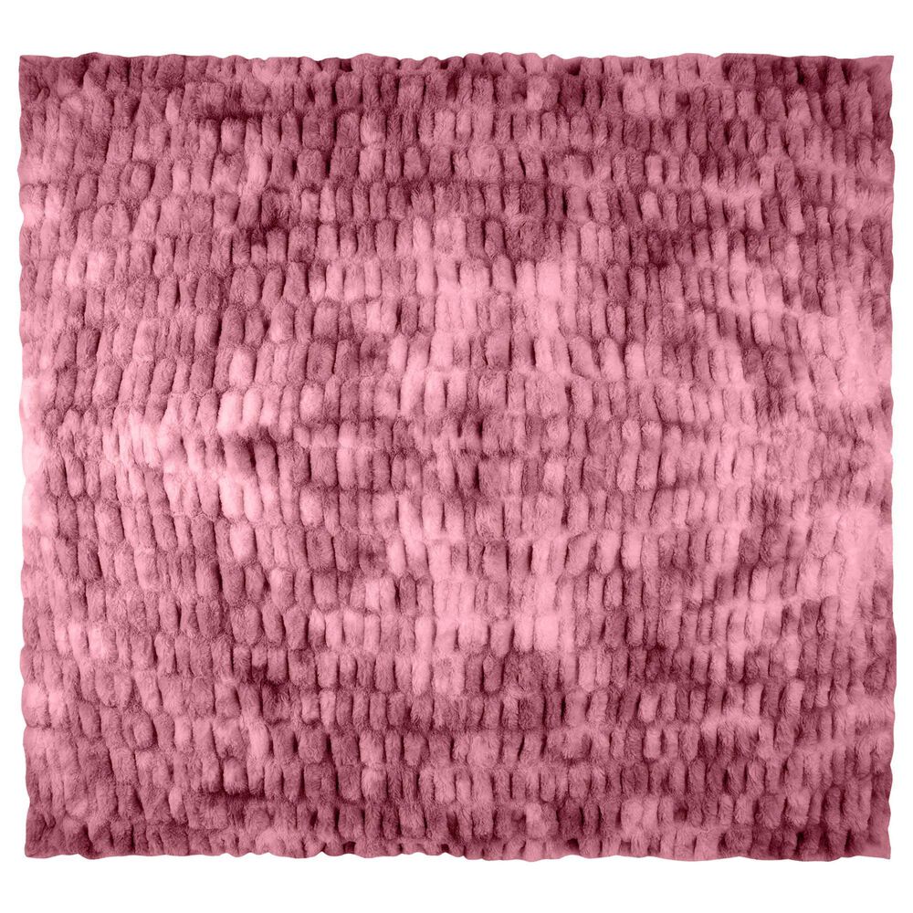 Timberlake 60" x 80" Ruched Faux Fur Throw Blanket in Pink, , large