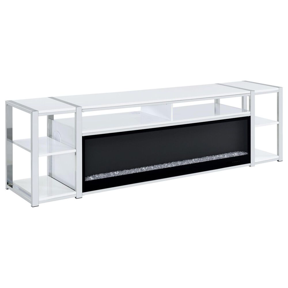 Mayberry Hill Midway 80" TV Console with Firelight in White, , large