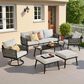 HOMLUX 6-Piece Patio Conversation Set with Woven Sling Fabric in Light Gray, , large