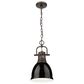 Golden Lighting Duncan 1-Light Small Pendant with Chain and Black Shade in Rubbed Bronze, , large