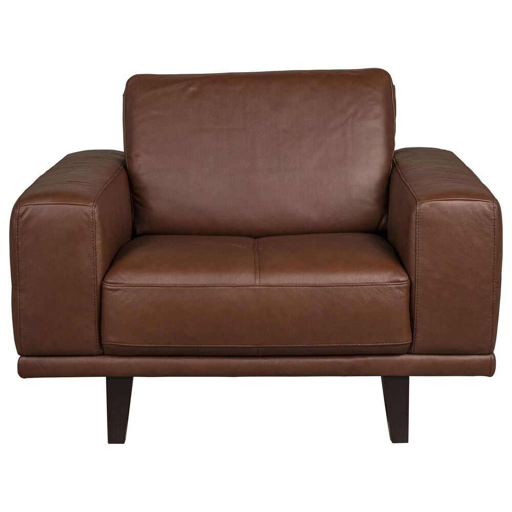 Natuzzi Editions Seville 3-Piece Stationary Leather Living Room Set in Pasadena Brown, , large