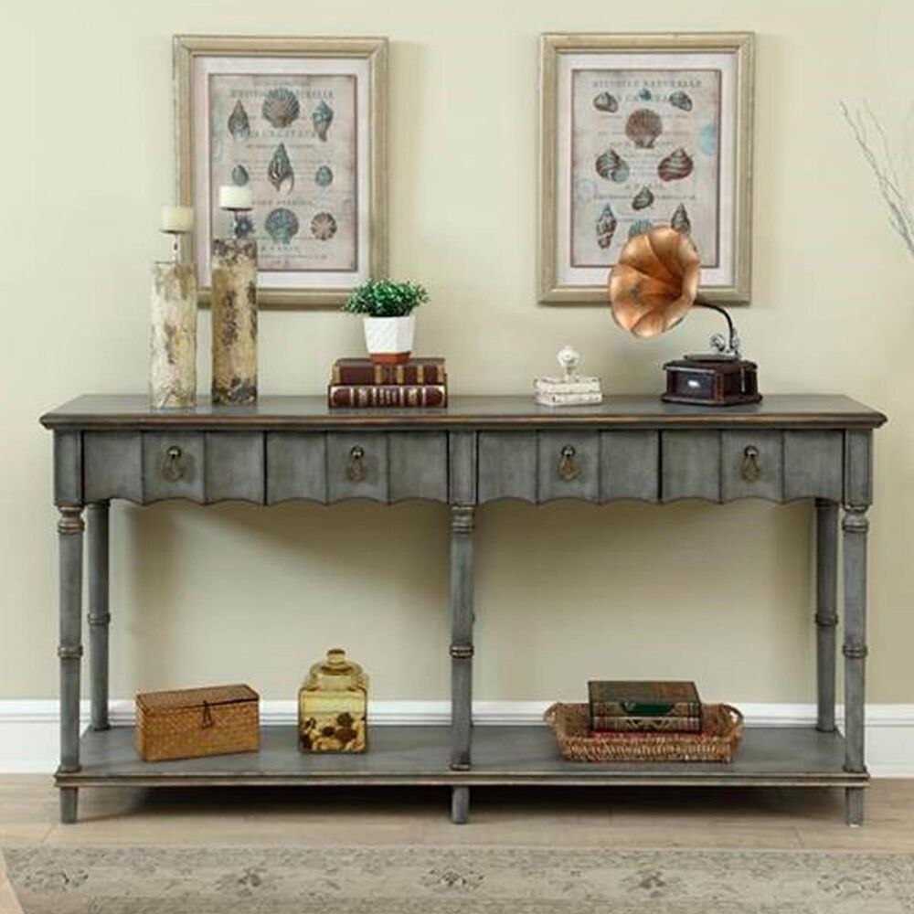 Shell Island Furniture Console Table in Mystique Grey and Copper, , large