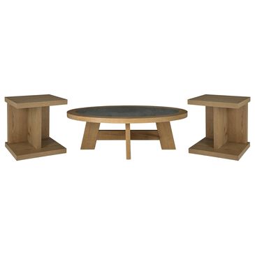 Ashley Brinstead 3-Piece Occasional Table Set with USB Charging Ports in Light Oak, , large