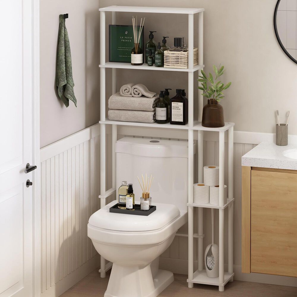 HOMLUX Turn-N-Tube 5-Shelf Toilet Space Saver in White, , large