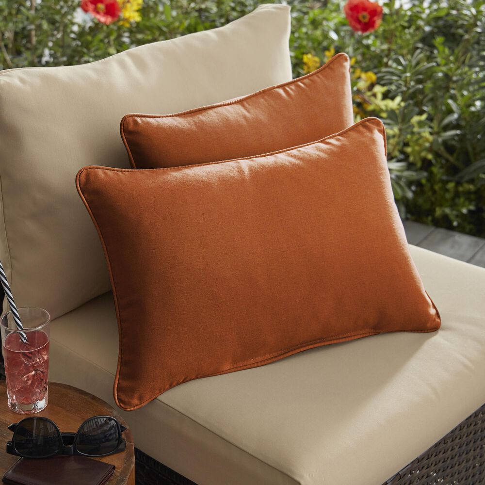 Sorra Home Sunbrella 12" x 24" Pillow in Canvas Rust (Set of 2), , large