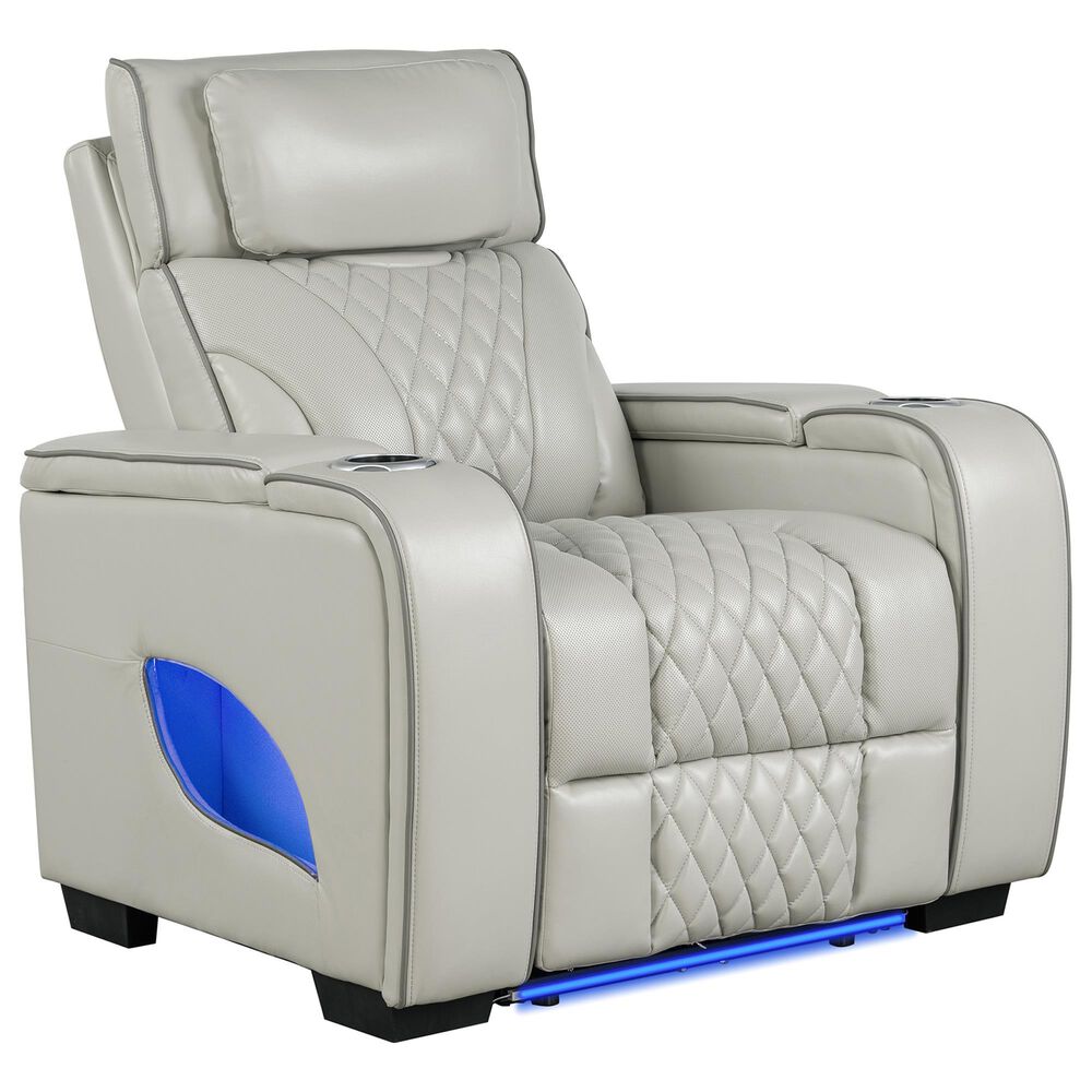 Titanic Furniture All Star Power Recliner with Power Headrest in Gray, , large