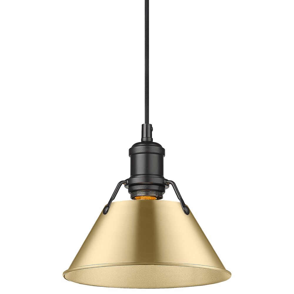 Golden Lighting Orwell 1-Light Small Pendant with Brushed Champagne Bronze Shade in Matte Black, , large