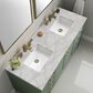 James Martin Vanities Chicago 60" Double Bathroom Vanity in Smokey Celadon with 3 cm Eternal Jasmine Pearl Silestone Top, Rectangular Sinks and FreePower Wireless Charger, , large
