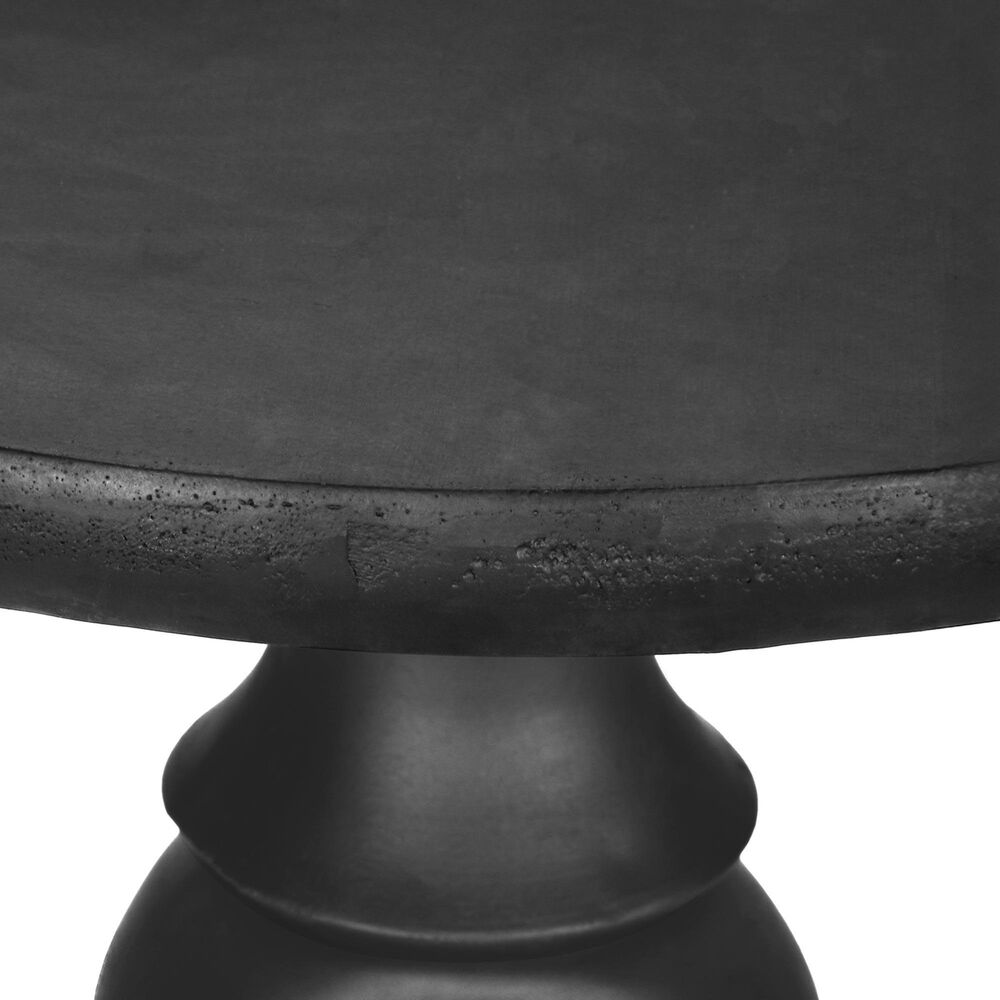 Hearth and Haven Outdoor Round Side Table with Sculpted Pedestal Base in Black, , large
