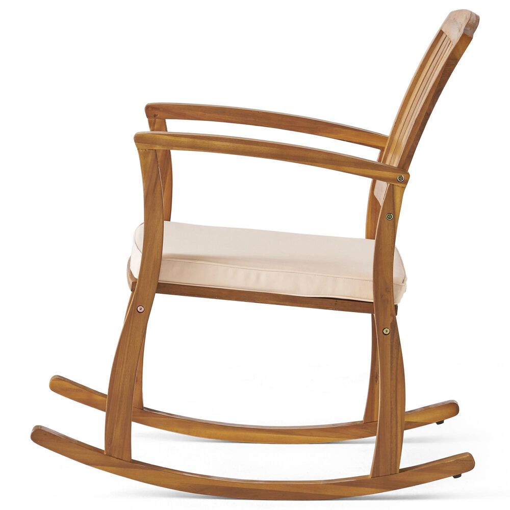 Noble House Selma Patio Rocking Chair in Cream, , large
