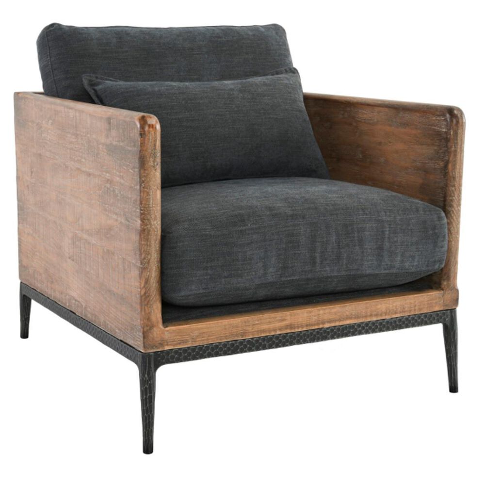 Classic Home Modern Farmhouse Renfro Chair in Navy and Reclaimed Pine, , large