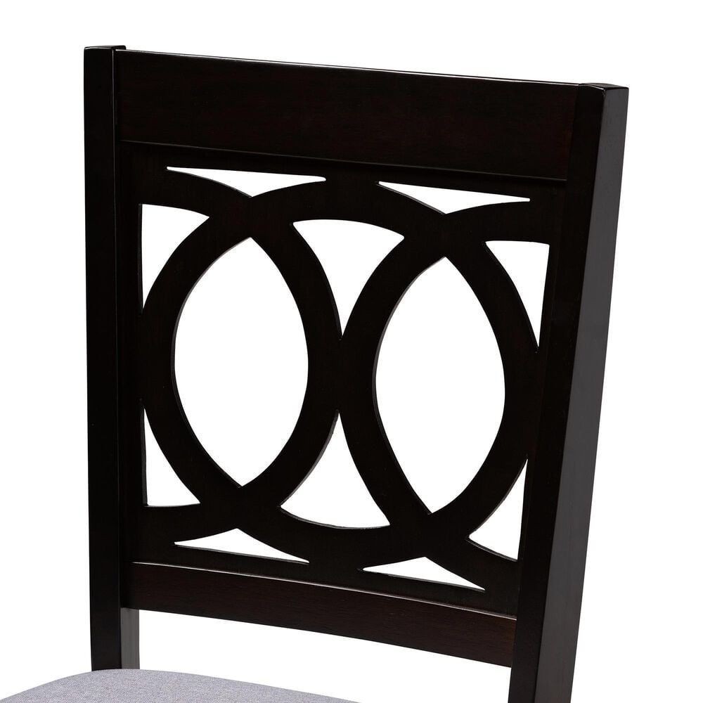 Baxton Studio Lenoir Side Chair with Gray Cushion in Espresso Brown (Set of 4), , large