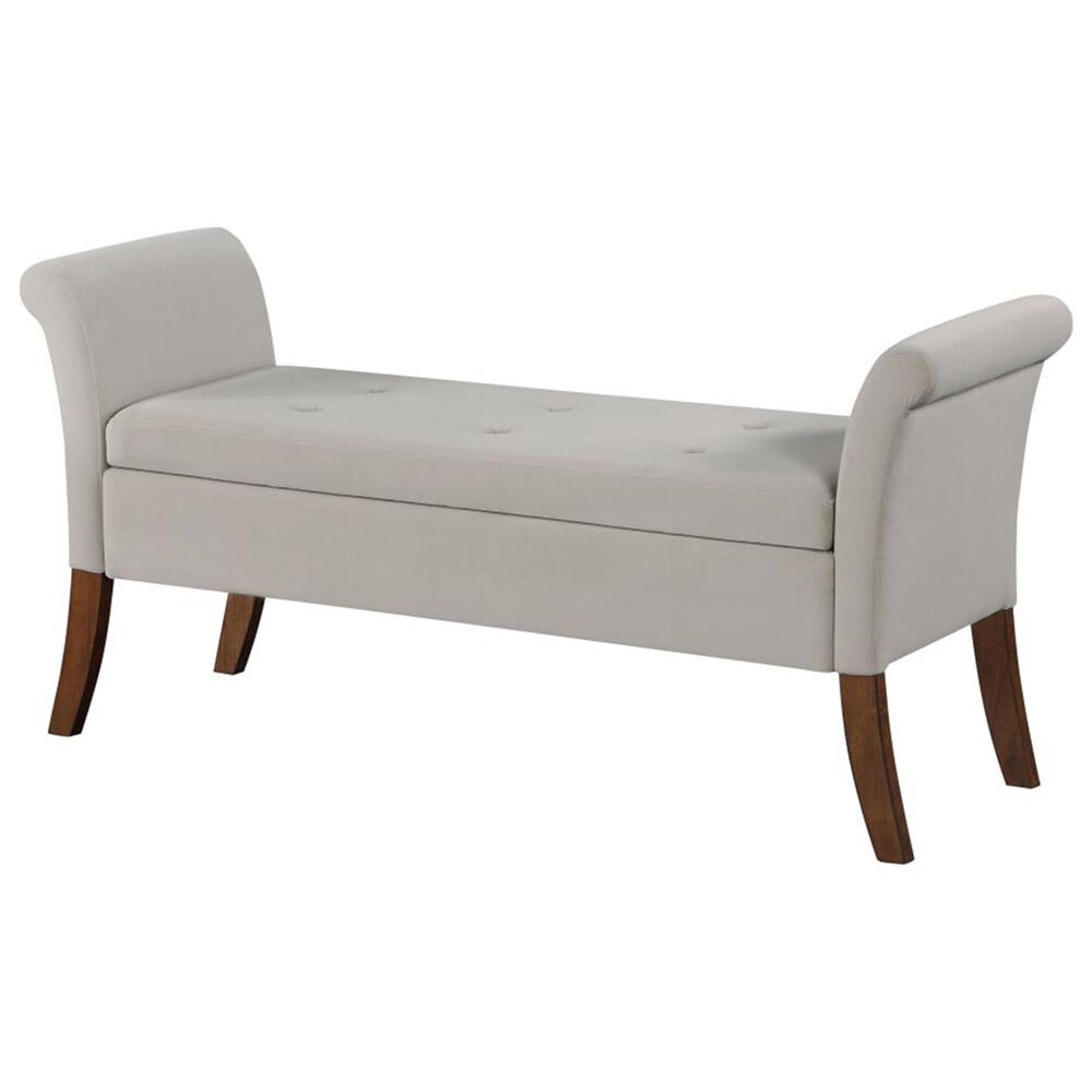 Pacific Landing Farrah Upholstered Rolled Arms Storage Bench Beige and Brown, , large