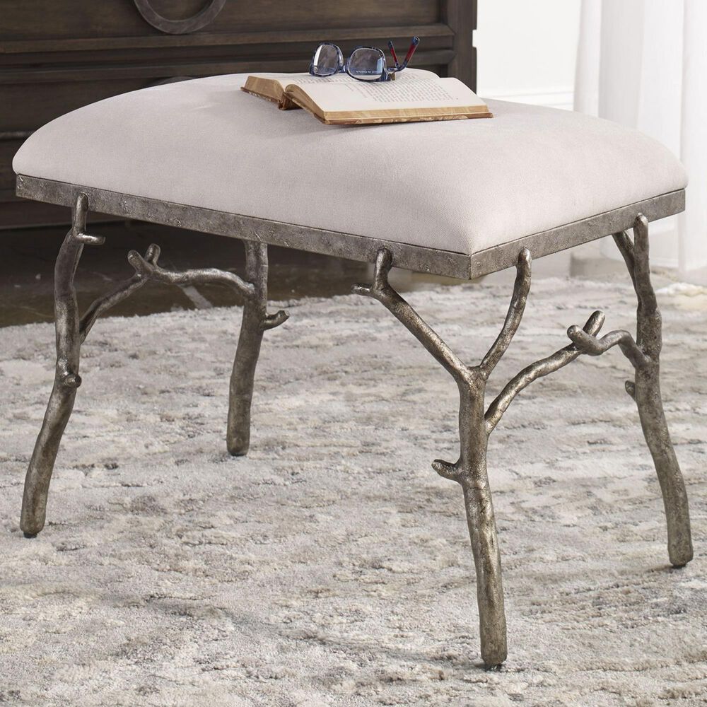 Uttermost Lismore Bench in Antique Silver, , large