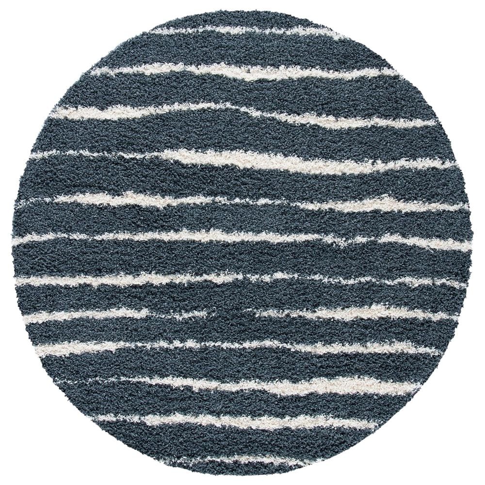 Safavieh Venus Shag 5"3" Round Dark Grey and Ivory Area Rug, , large