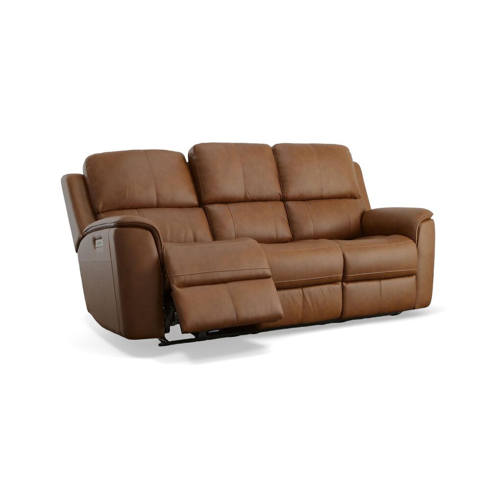 Flexsteel Henry Power Reclining Sofa with Headrests and Lumbar in Caramel, , large