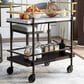 Furniture of America Stapleton Bar Serving Cart in Black, Gold, White and Walnut, , large