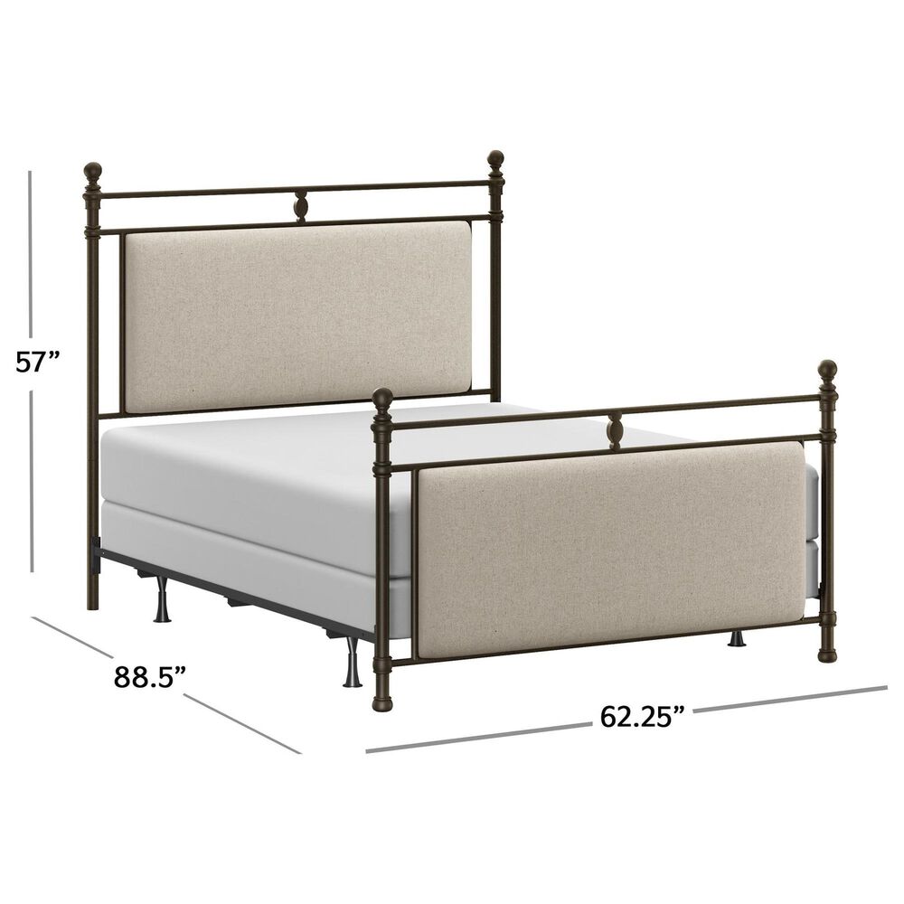 Richlands Furniture Ashley Queen Poster Panel Metal and Upholstered Bed in Brown and Rustic Brown, , large