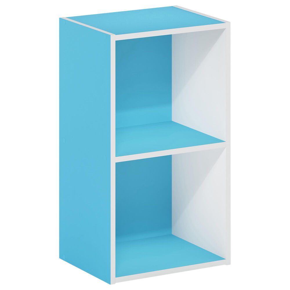 HOMLUX 2-Tier Open Shelf Bookcase in Light Blue and White, , large