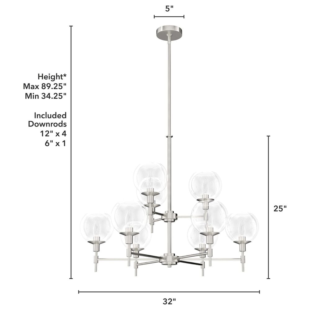 Hunter Xidane 9-Light Chandelier in Brushed Nickel, , large