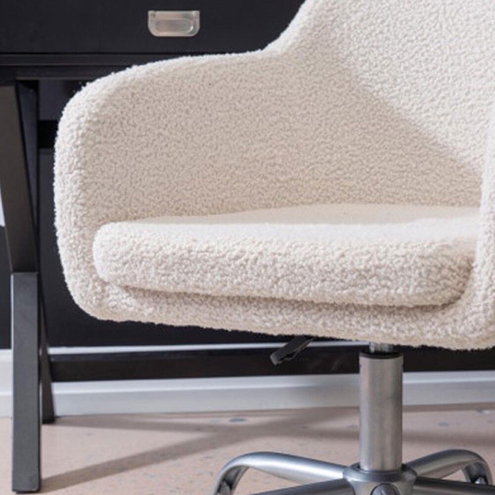 Linon Home Decor Rylen Office Chair with White Cushion in Silver, , large