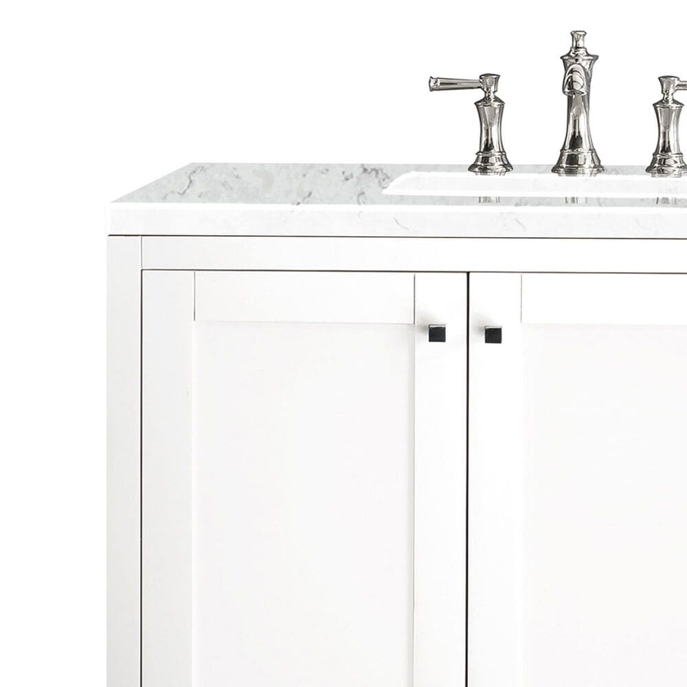 James Martin Vanities Addison 72&quot; Double Bathroom Vanity in Glossy White with 3 cm Eternal Jasmine Pearl Quartz Top and Rectangular Sinks, , large
