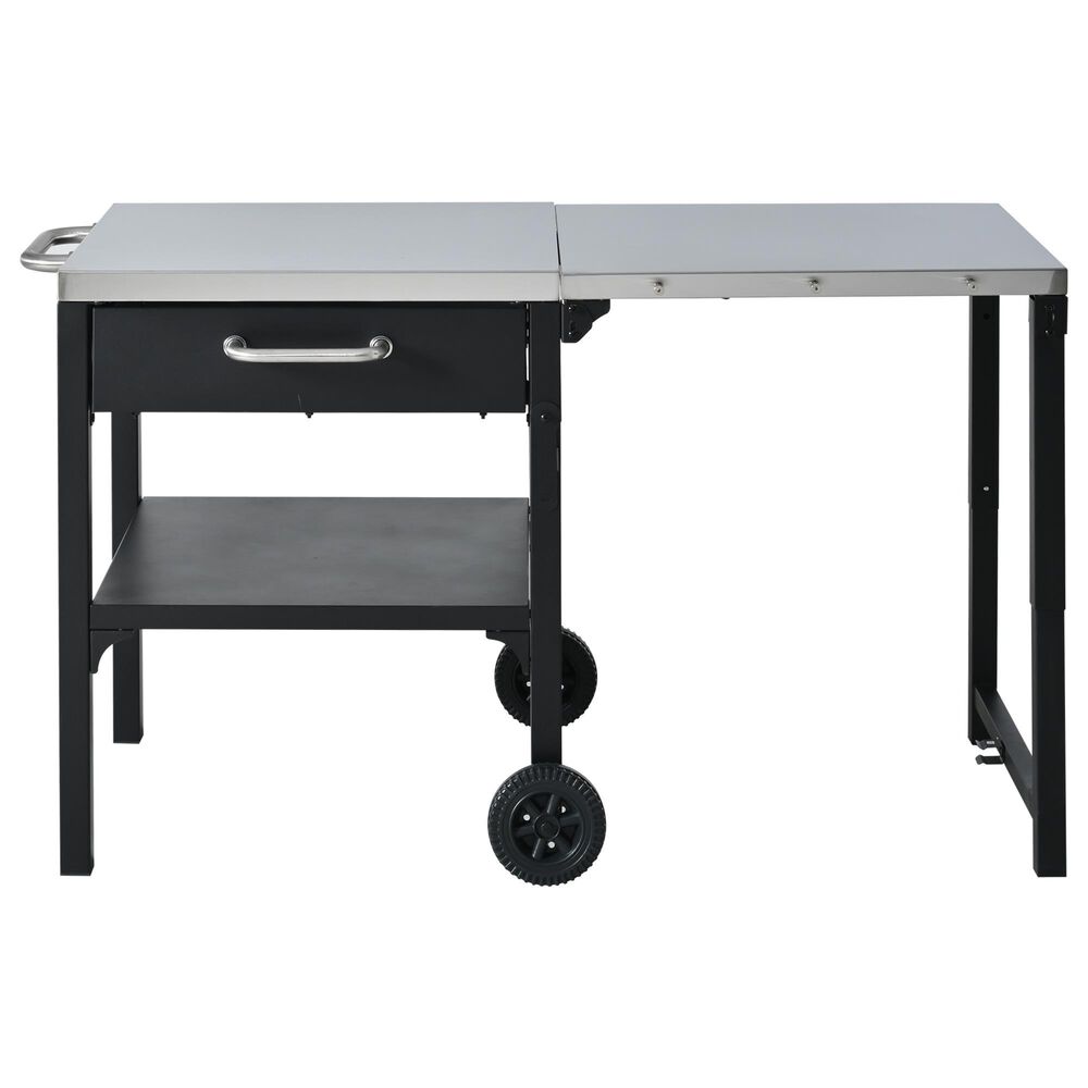Hearth and Haven Outdoor Foldable Kitchen Cart with Side Table in Black, , large