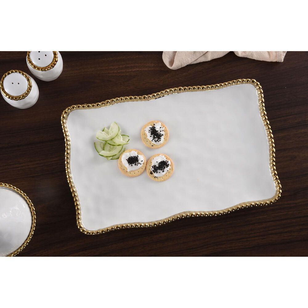 Pampa Bay Salerno Medium Platter in White and Gold Shop NFM