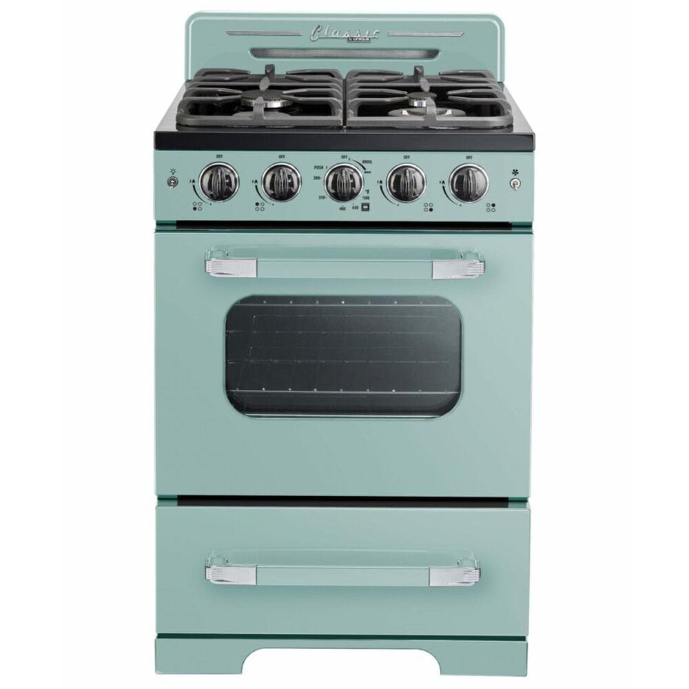 Unique Appliances Classic Retro 24" Compact Convection Gas Range in Ocean Mist Turquoise, , large